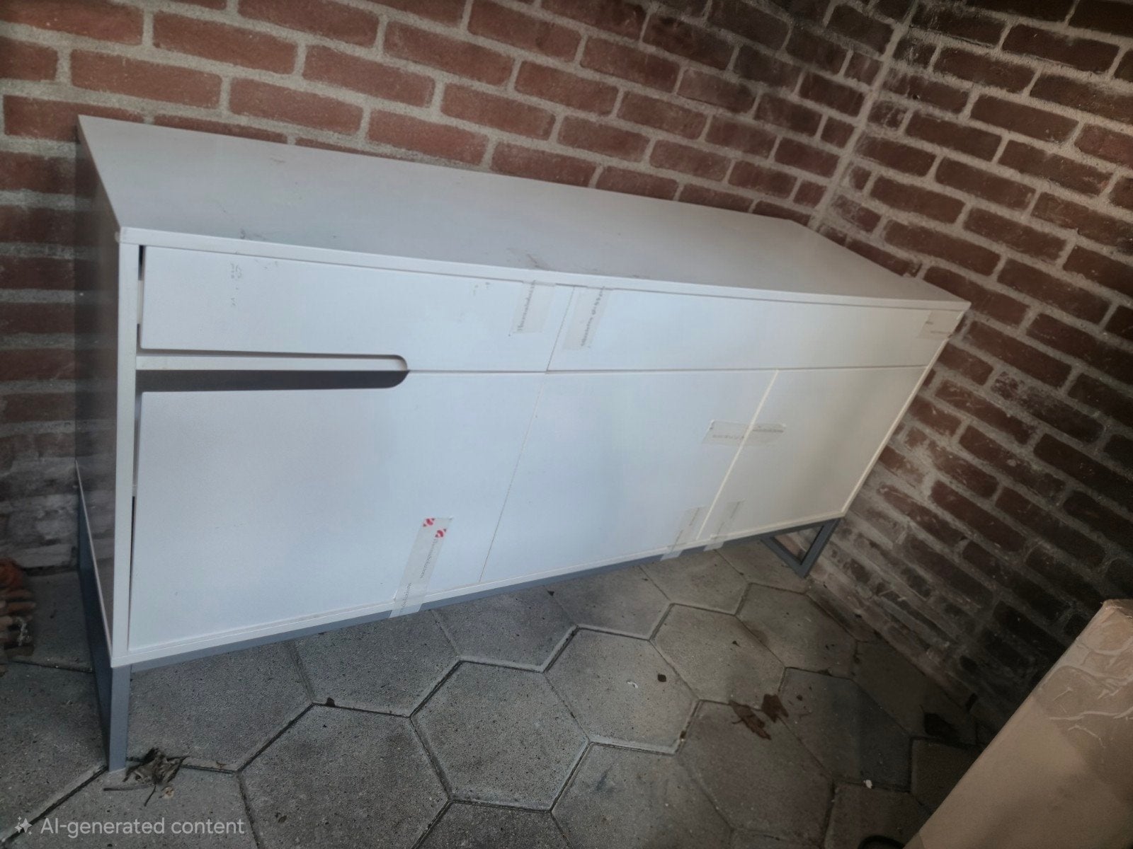 Witte kast met lades en deuren, Gebruikt, 150 tot 200 cm, Ophalen of Verzenden, Modern