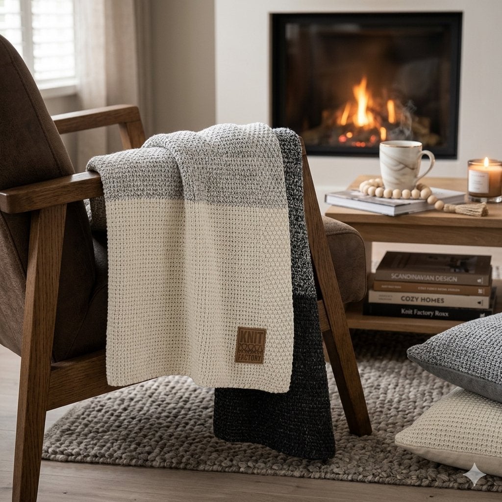 Luxe gebreid plaid woondeken Knit Factory 130x160cm chique, 130 cm, Nieuw, Ophalen of Verzenden, Plaid