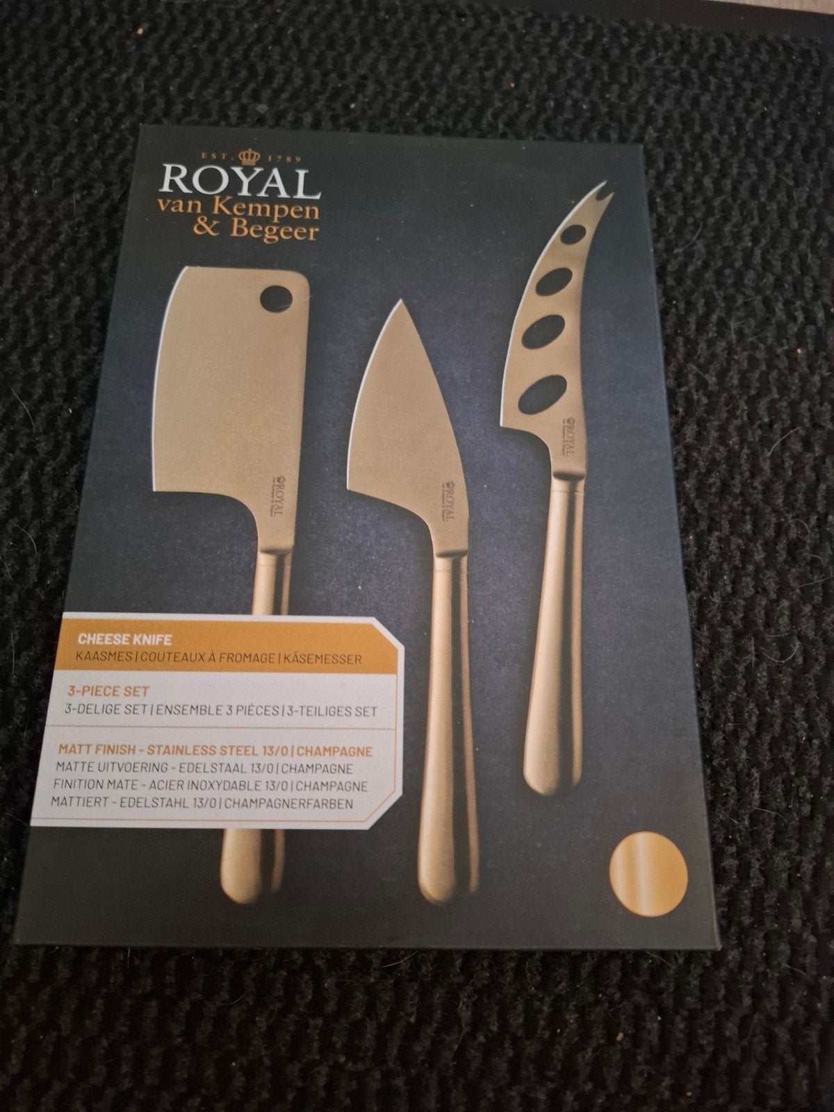 Royal van Kempen & Begeer Kaasmessenset - 3-delig, Huis en Inrichting, Keuken | Bestek, Los bestek, Keukenmes, Nieuw, Rvs of Chroom