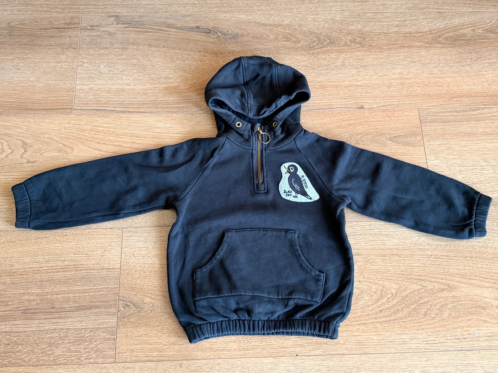 Mini Rodini hoodie Birds 104/110, Ophalen of Verzenden, Zo goed als nieuw, Jongen of Meisje, Trui of Vest