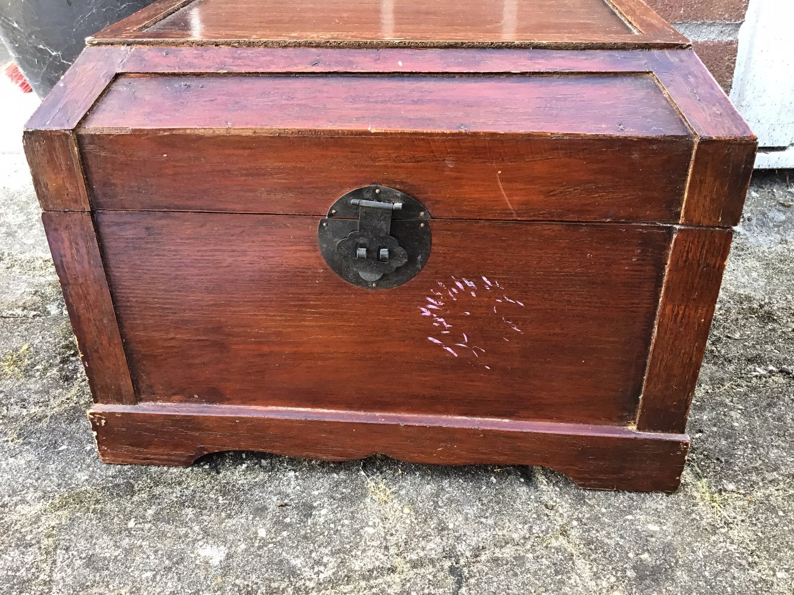 Brocant houten kistje met beslag,houten opbergkistje, Ophalen of Verzenden