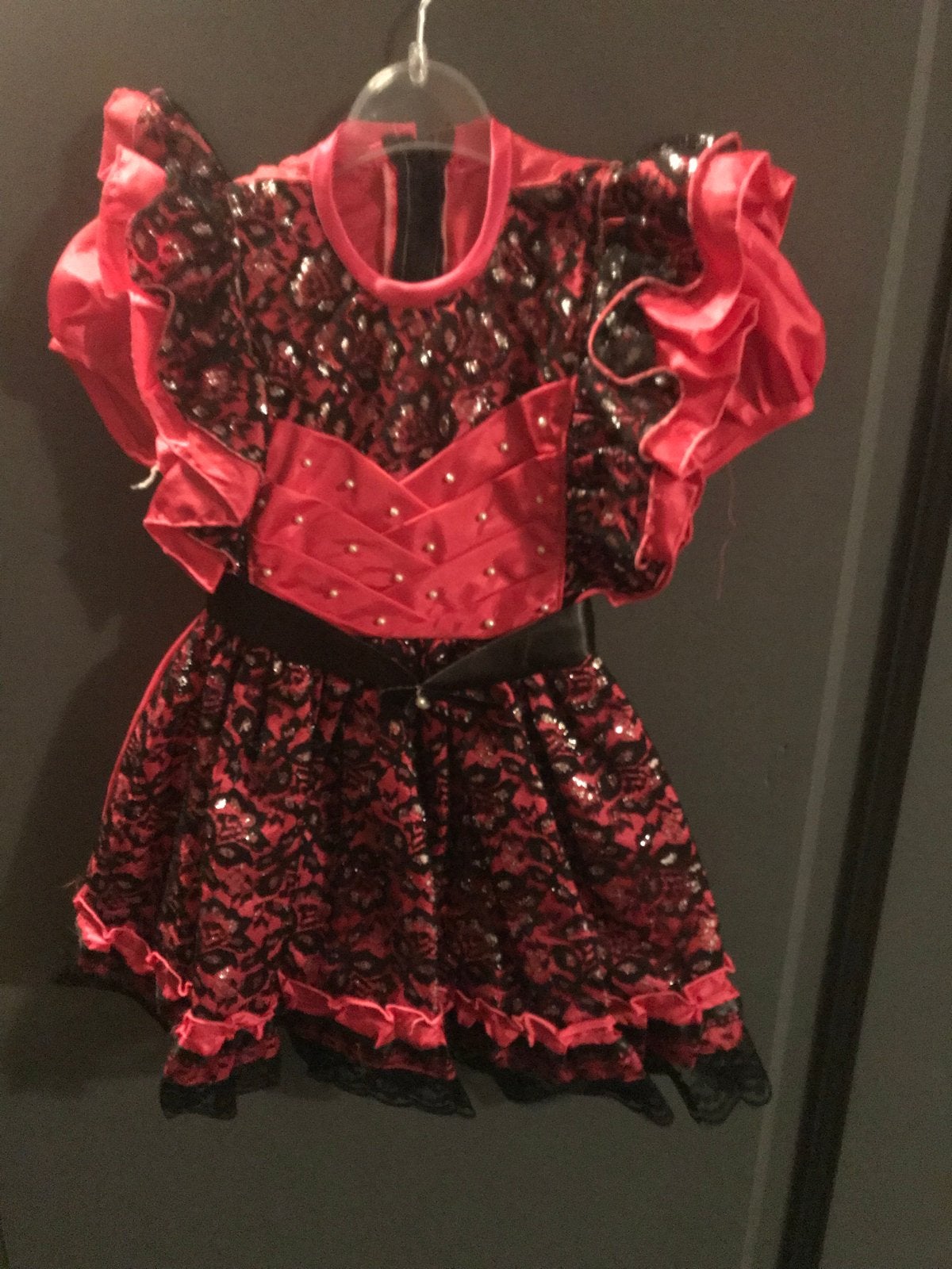 Rood met zwart glitter jurkje, maat 80-86, Ophalen, Zo goed als nieuw, Meisje