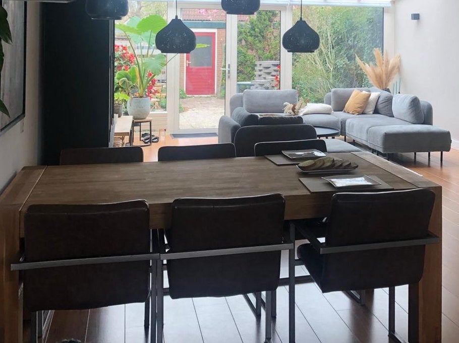 Eikenhouten eettafel 100x200 cm, Huis en Inrichting, Ophalen, Gebruikt, Eikenhout, 50 tot 100 cm