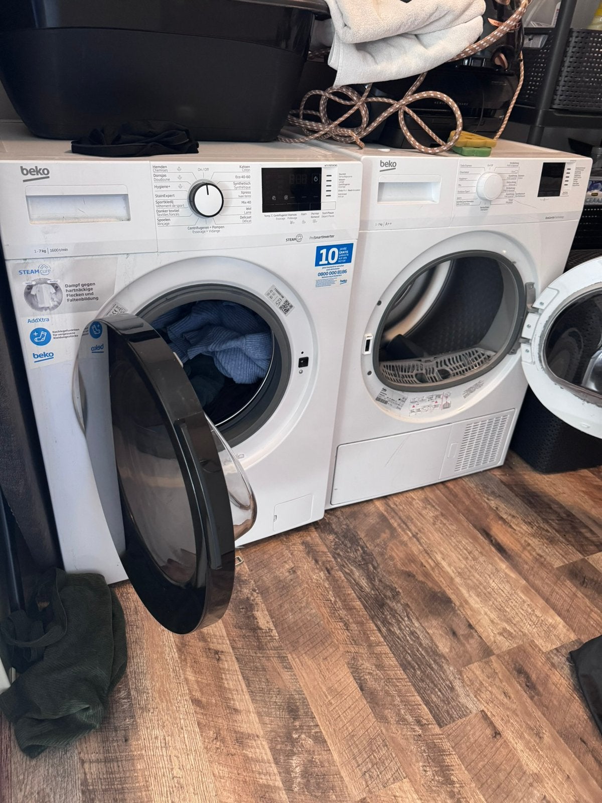 Wasmachine en droger, Witgoed en Apparatuur, Ophalen, Zo goed als nieuw, 1200 tot 1600 toeren