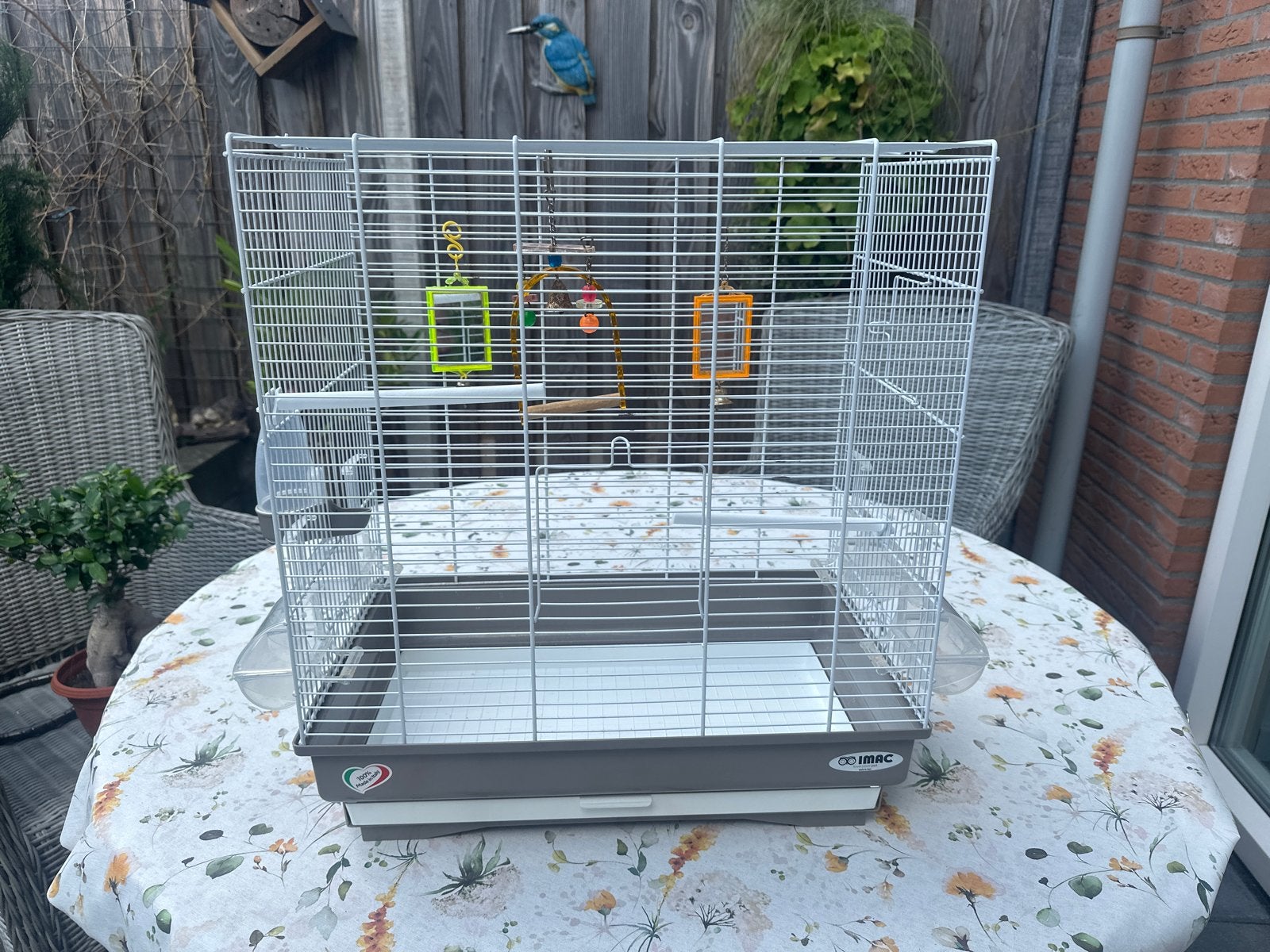 IMAC vogelkooi inclusief spiegeltjes en water/voer bak, Ophalen, Gebruikt, Metaal, Vogelkooi