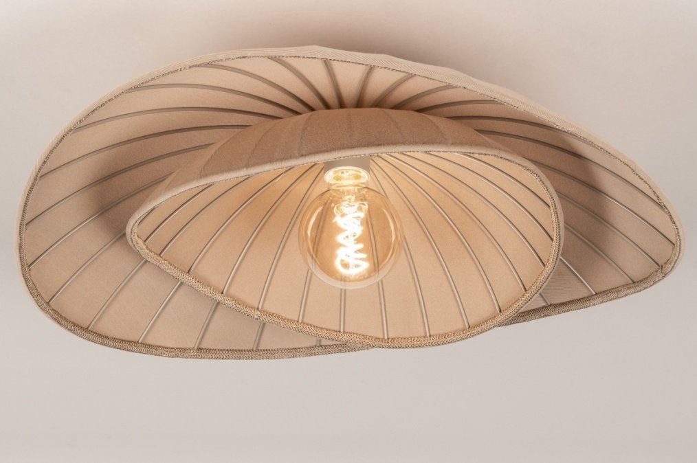 plafondlamp taupe japandi 60cm hoekbank bed salon tafel lamp, Ophalen of Verzenden, Nieuw