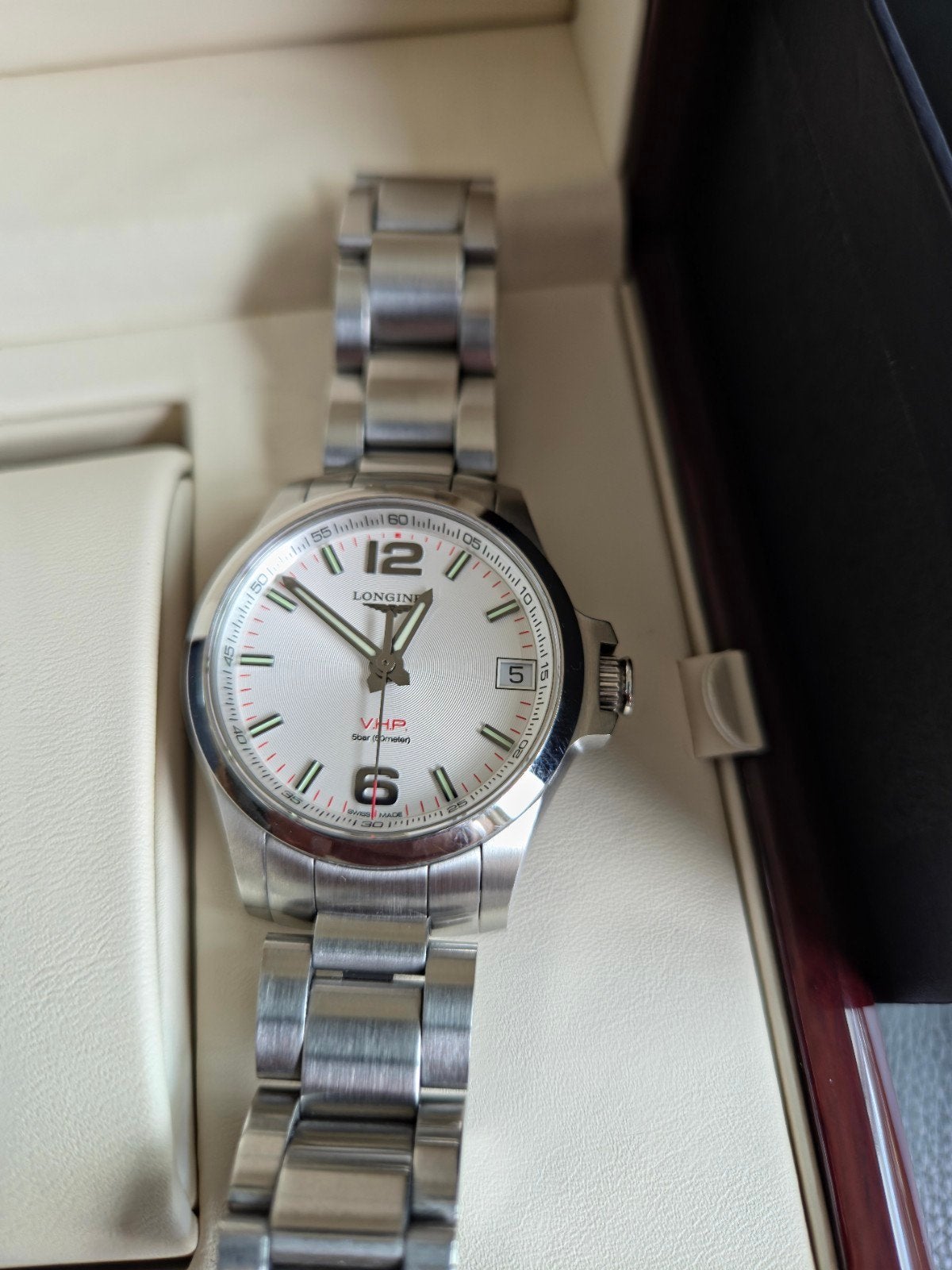 Longines Conquest vhp 36 mm, Ophalen, Zo goed als nieuw, Staal, Overige merken