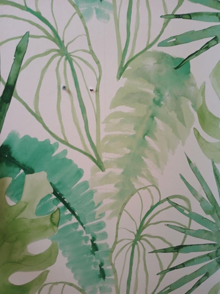 1 rol Tropisch Blad Behang 6/7 meter, Huis en Inrichting, Stoffering | Behang, Wit, Groen, minder dan 10 m², Ophalen of Verzenden