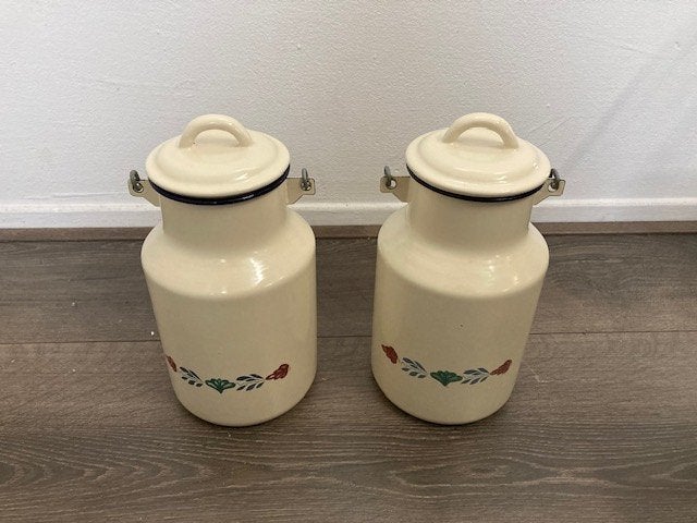 Boerenbont melkemmer bussen emaile, Antiek en Kunst, Antiek | Emaille, Ophalen of Verzenden