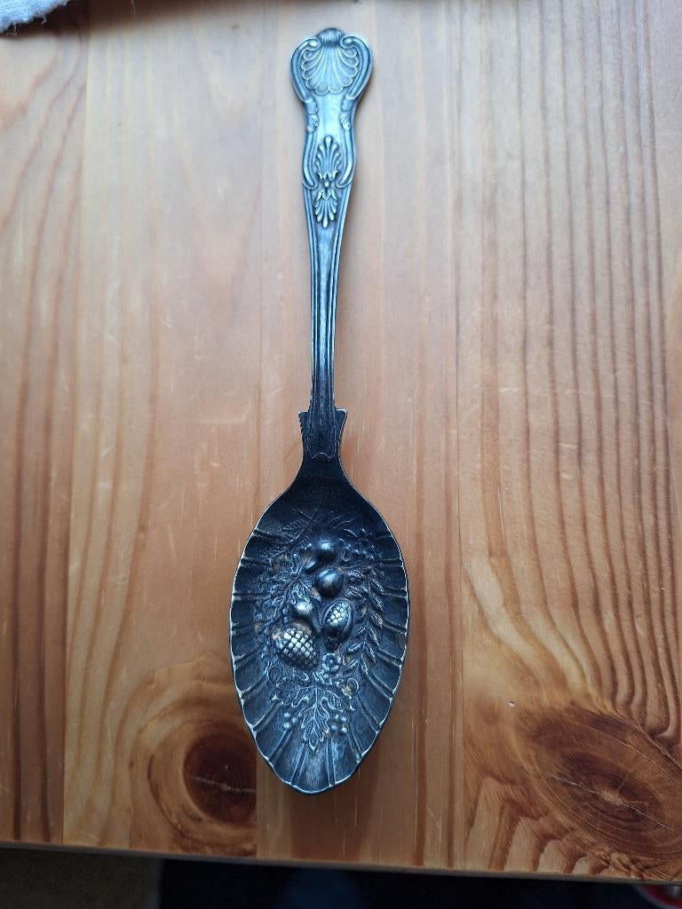 Vintage verzilverde bowl lepel, Ophalen of Verzenden