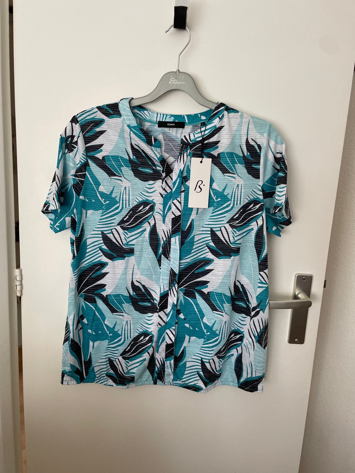 Bonita shirt met Bladprint - Maat L, Blauw, Maat 42/44 (L), Nieuw, Ophalen of Verzenden