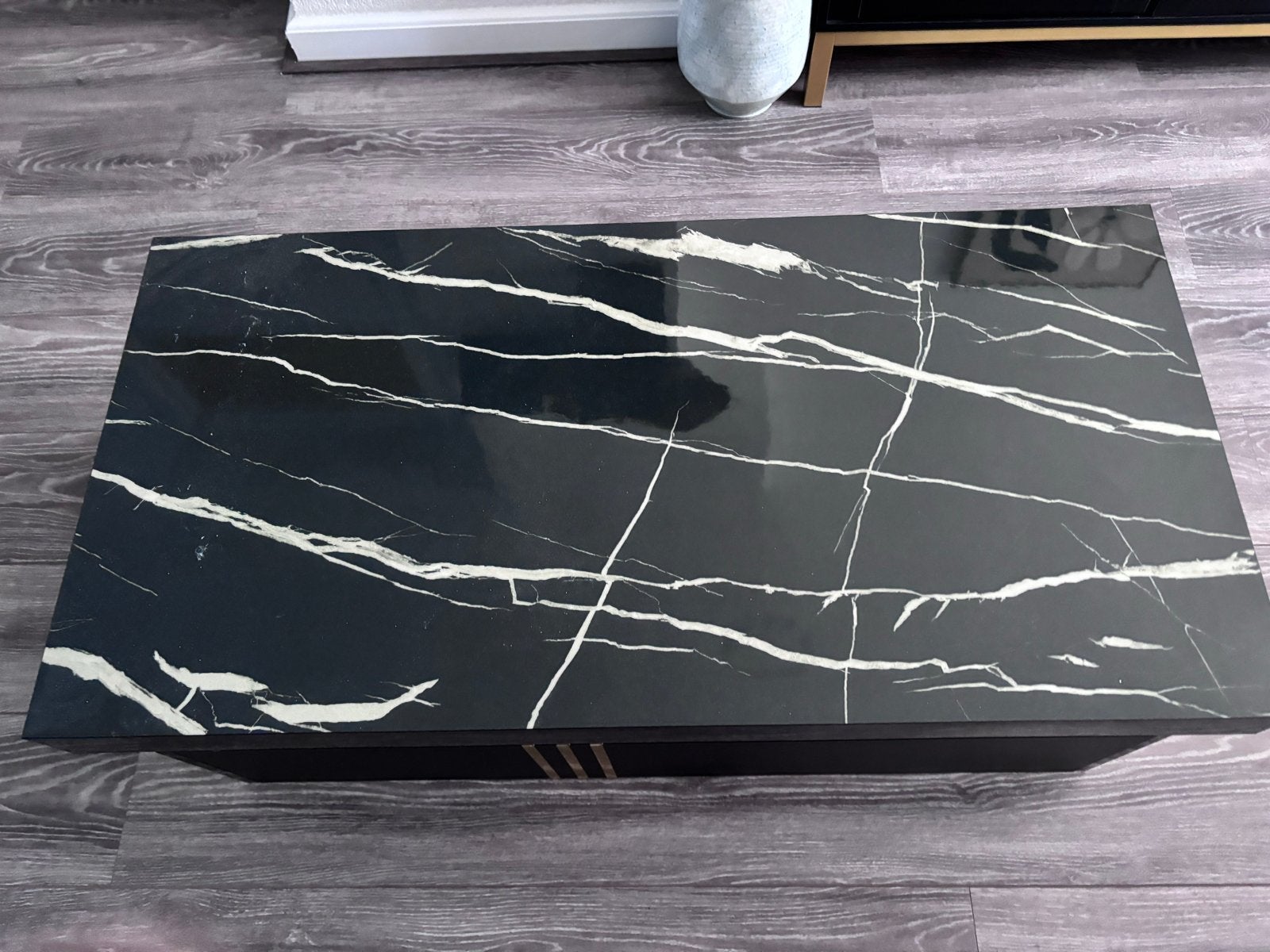 Luxe salontafel met marmerlook en lade, Huis en Inrichting, Ophalen, Overige materialen, 100 tot 150 cm, 50 tot 100 cm