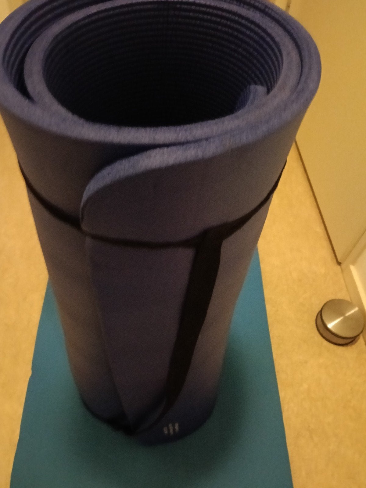 Blauwe yogamat met draagband, Sport en Fitness, Yoga en Pilates, Ophalen