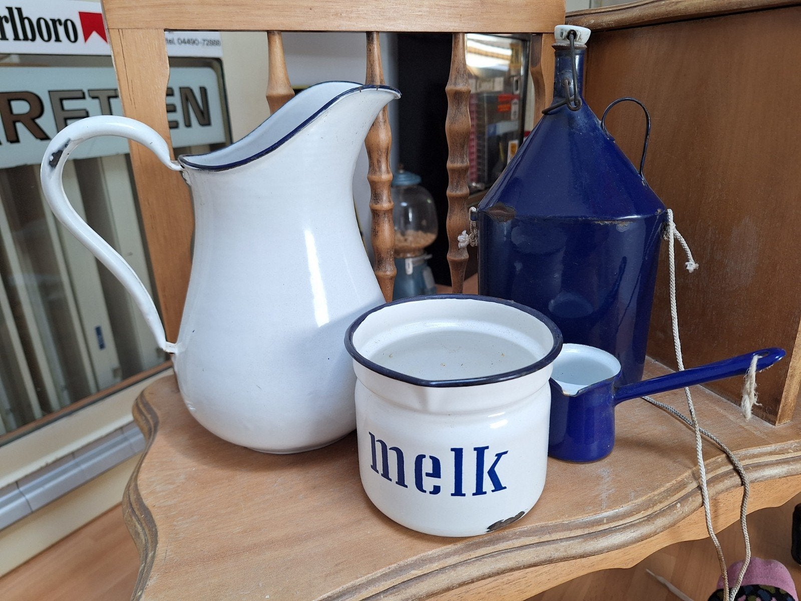Vintage emaille keukenitems - 4 stuks, Antiek en Kunst, Ophalen