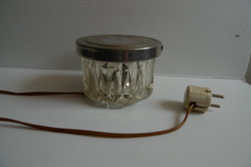 Glazen theelicht met verlichting, Ophalen of Verzenden