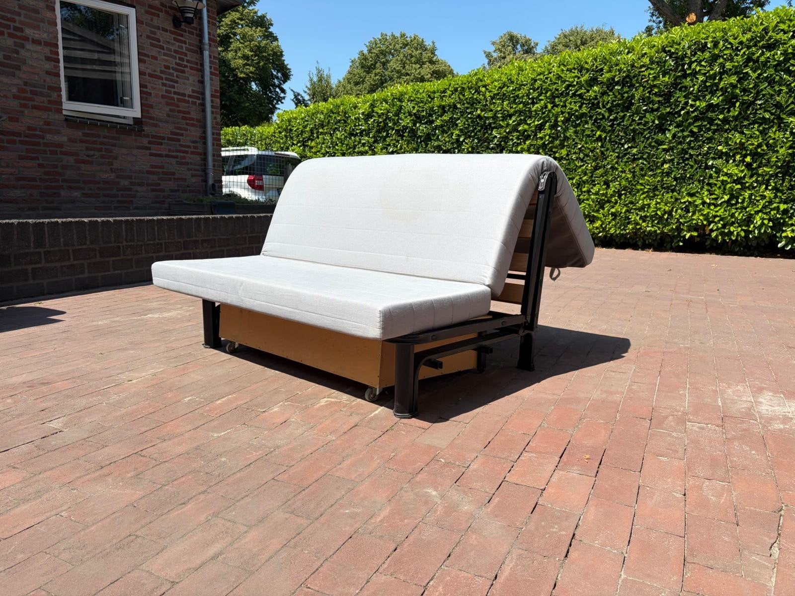 Gratis ophalen!!! Slaapbank met opbergruimte - Grijs, Ophalen, Tweepersoons, 140 cm, Zo goed als nieuw