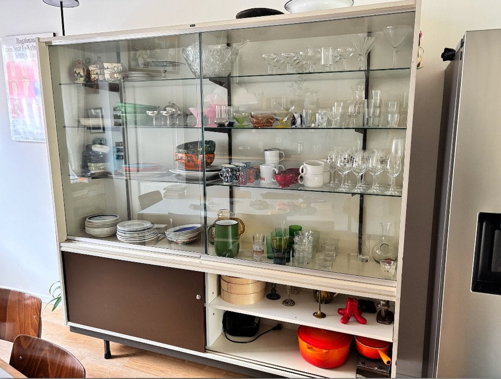 vintage, retro buffetkast, servieskast, schoolkast, vitrine, Gebruikt, 200 cm of meer, 150 tot 200 cm, 25 tot 50 cm