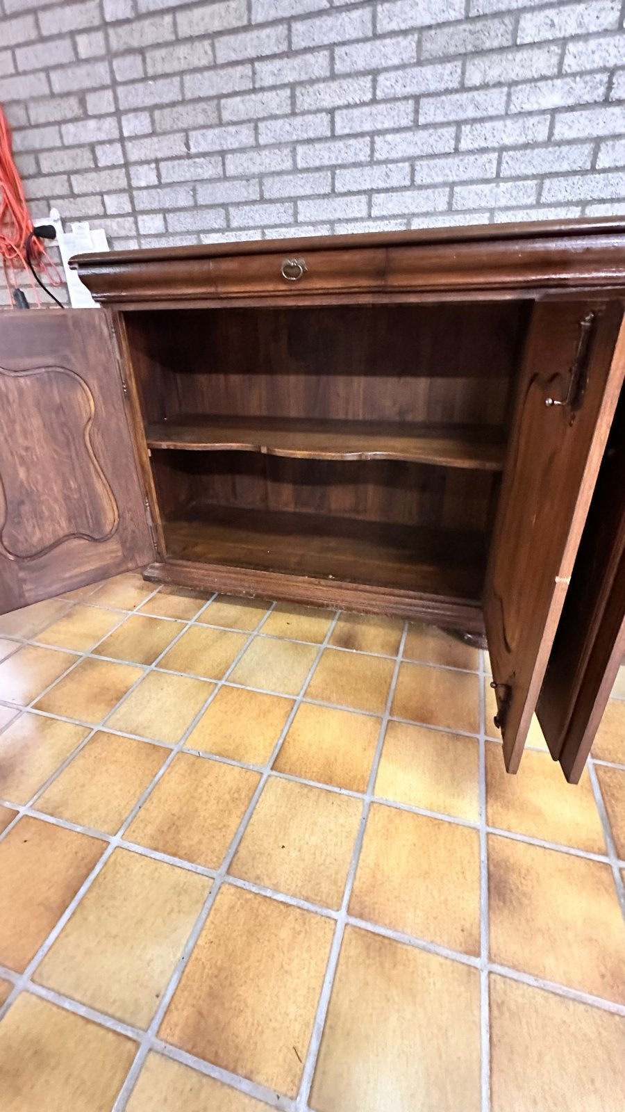 Antiek eiken dressoir/sideboard met lades en deuren, Gebruikt, Eikenhout, Ophalen of Verzenden, 200 cm of meer