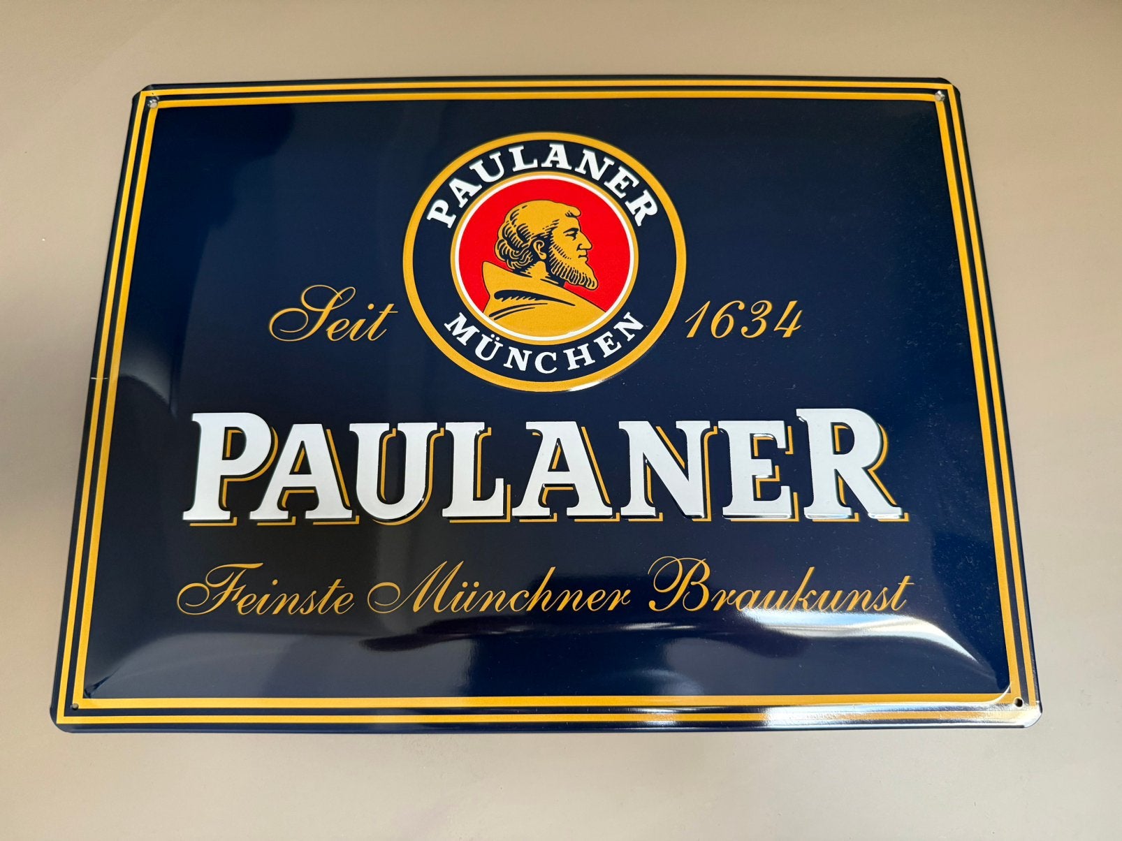 Paulaner bord, Verzamelen, Ophalen of Verzenden, Zo goed als nieuw, Reclamebord, Plaat of Schild, Overige merken