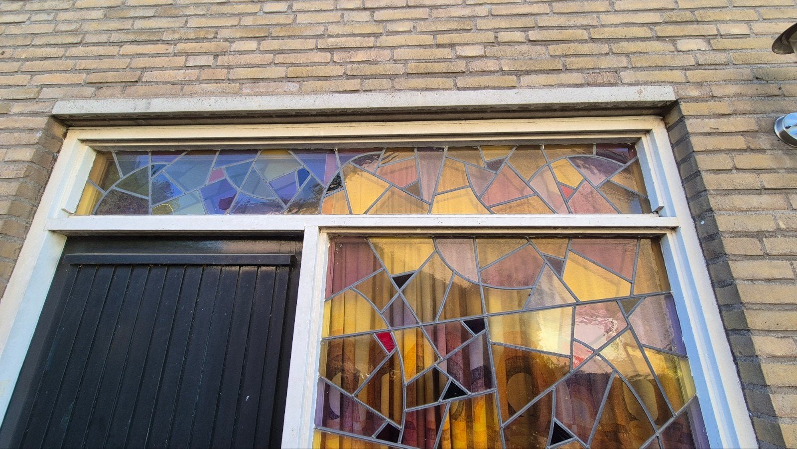 Uniek Glas in Lood Raam - Gevelraam met Kleurrijk Design, Ophalen, Gevelraam of Ruit, Gebruikt, Glas in lood