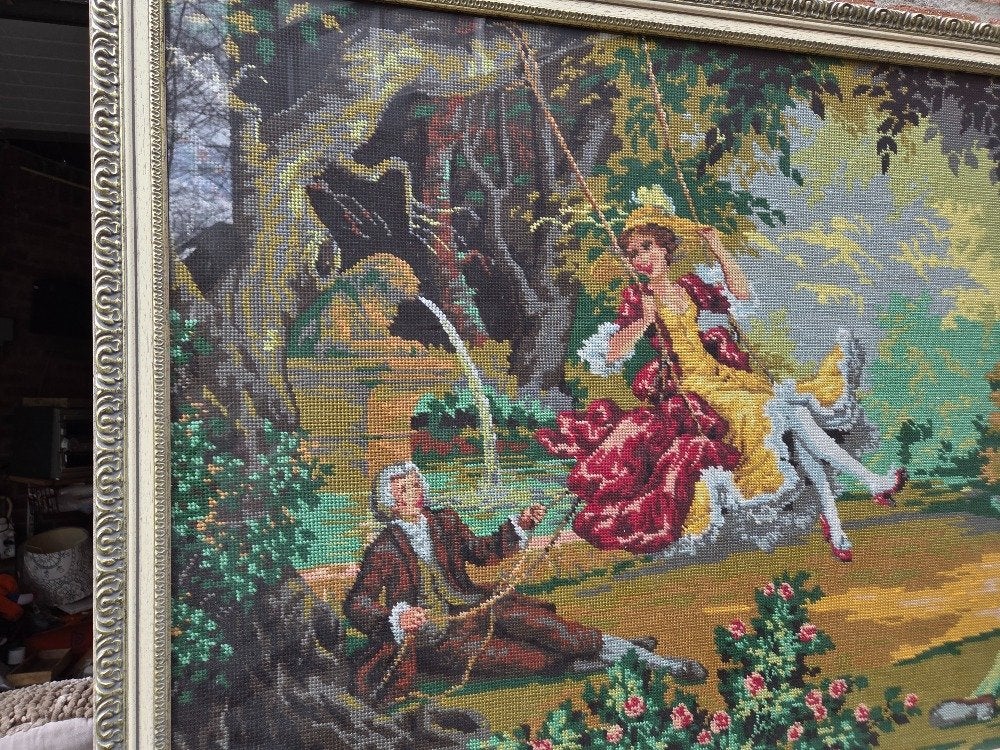 geborduurd schilderij 17e eeuw tafreel, Ophalen of Verzenden, 'T Olde Gre-j, Info@toldegrej.nl, Endepoelstraat 20f Didam