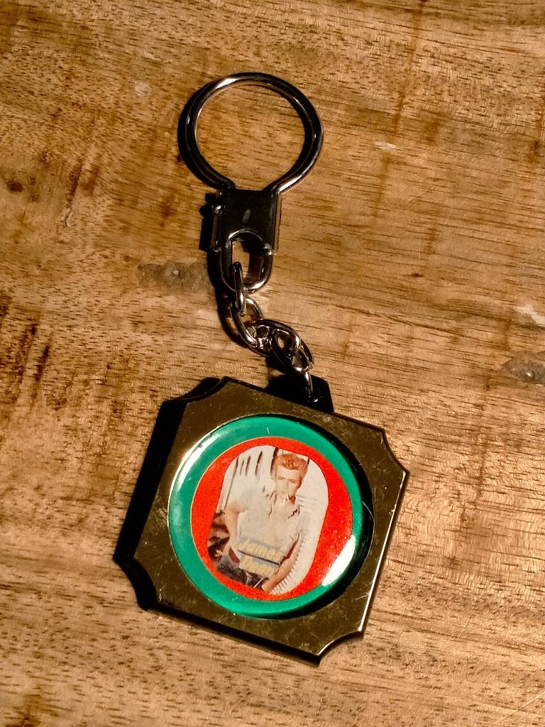James Dean rebel without a cause vintage sleutelhanger logo, Ophalen of Verzenden, Gebruikt