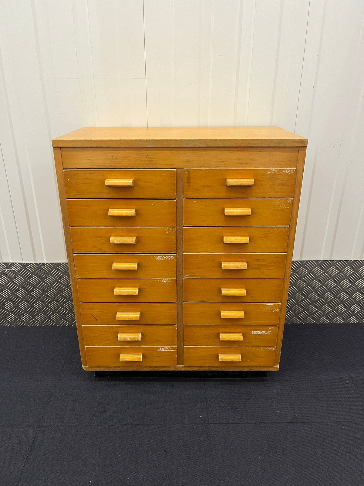 Retro schoolkast ladekast vintage kast, Ophalen, 5 laden of meer, Retro vintage schoolkast, 50 tot 100 cm