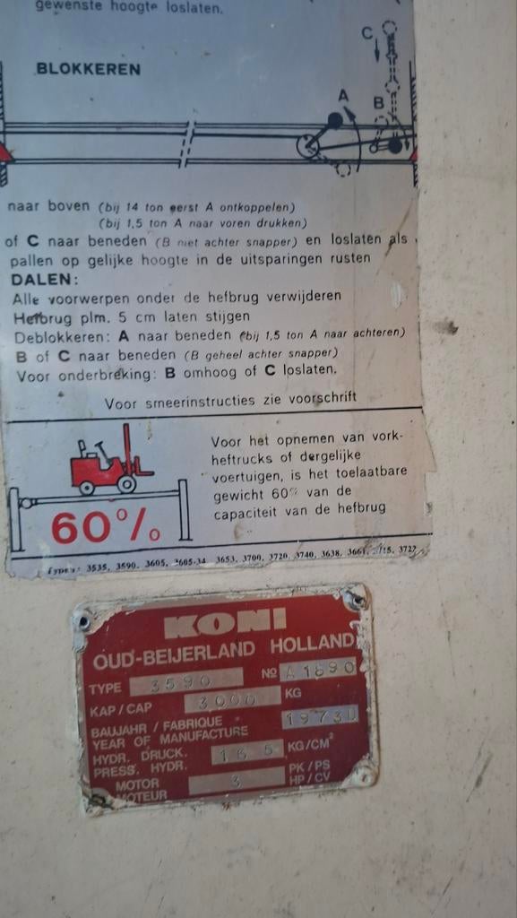 Koni 4-Koloms Hefbrug 3000kg - Type 3590, Ophalen