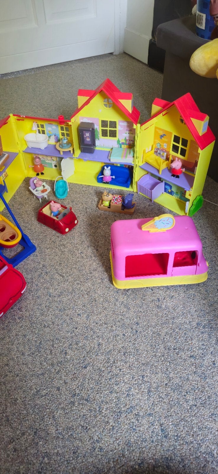 Peppa Pig Speelset: Huis, Auto, IJswagen, Wipwap + Figuren, Ophalen of Verzenden, Gebruikt, Jongen of Meisje