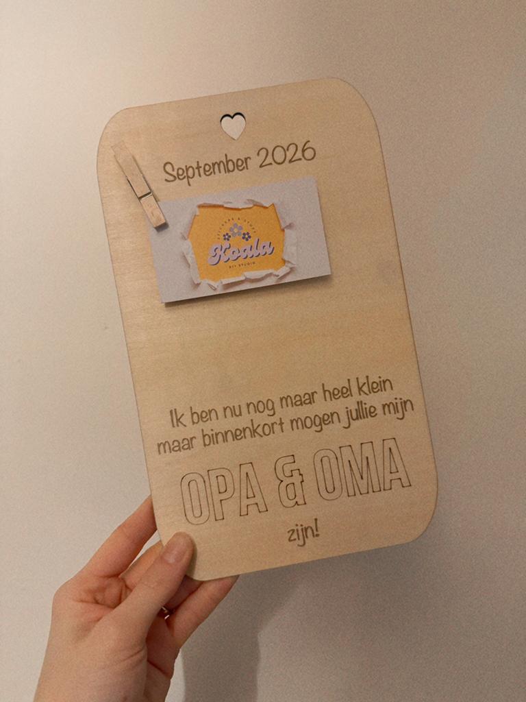 Houten zwangerschapsaankondiging, Kinderen en Baby's, Ophalen of Verzenden, Nieuw
