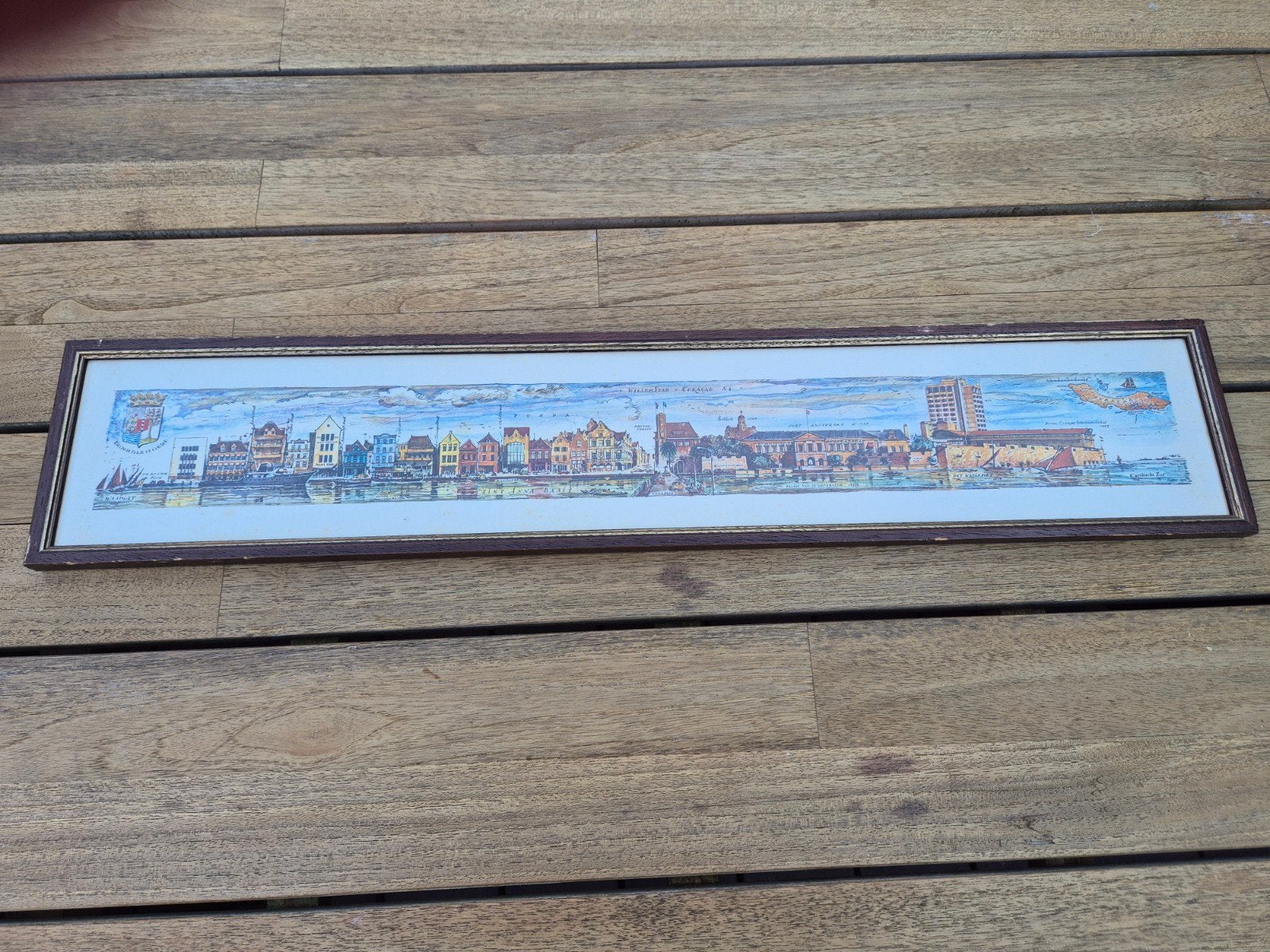 print die de Handelskade in Willemstad, Curaçao, uitbeeldt., Ophalen, Patroon