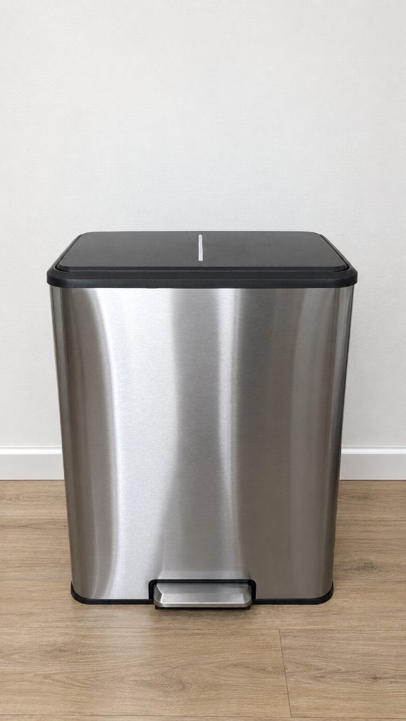 Prullenbak 60 Liter 2x30L – Pedaalemmer 2 Vakken – RVS, 50 – 75, Nieuw, 40 liter of meer, Ophalen of Verzenden