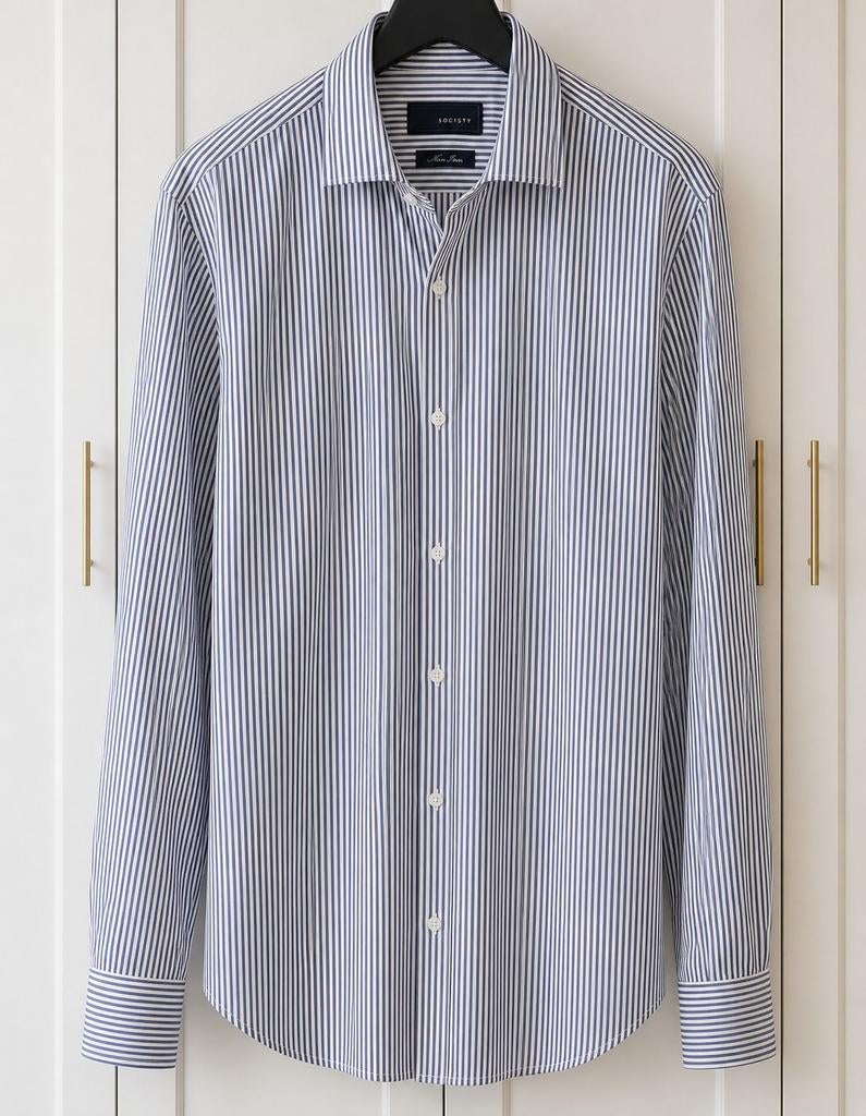 SOCI3TY gestreept overhemd, maat 43., Kleding | Heren, Zo goed als nieuw, Halswijdte 43/44 (XL), SOCI3TY, Verzenden