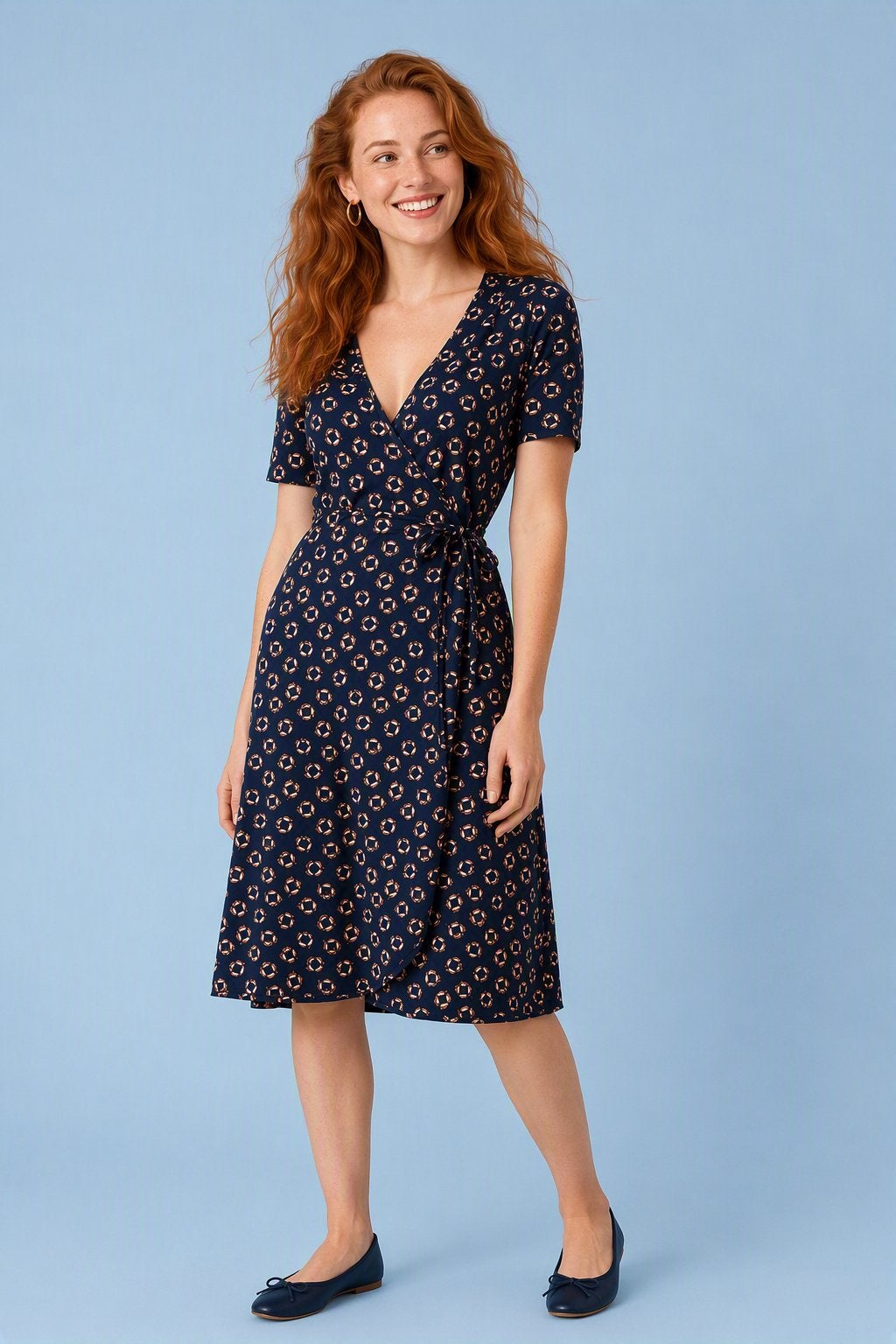 King Louie Mandy Wrap Dress blauw boei XS/34 NIEUW, Kleding | Dames, Blauw, Nieuw, Ophalen of Verzenden, Knielengte