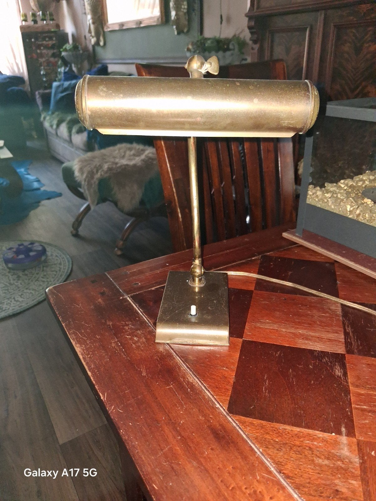 Zwaar koperen antieke lamp, Ophalen of Verzenden