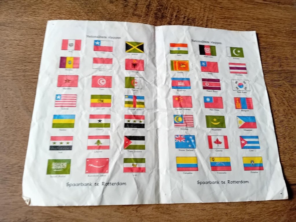 Folder Nationaliteits vlaggen Spaarbank te Rotterdam, Ophalen of Verzenden, Gelezen