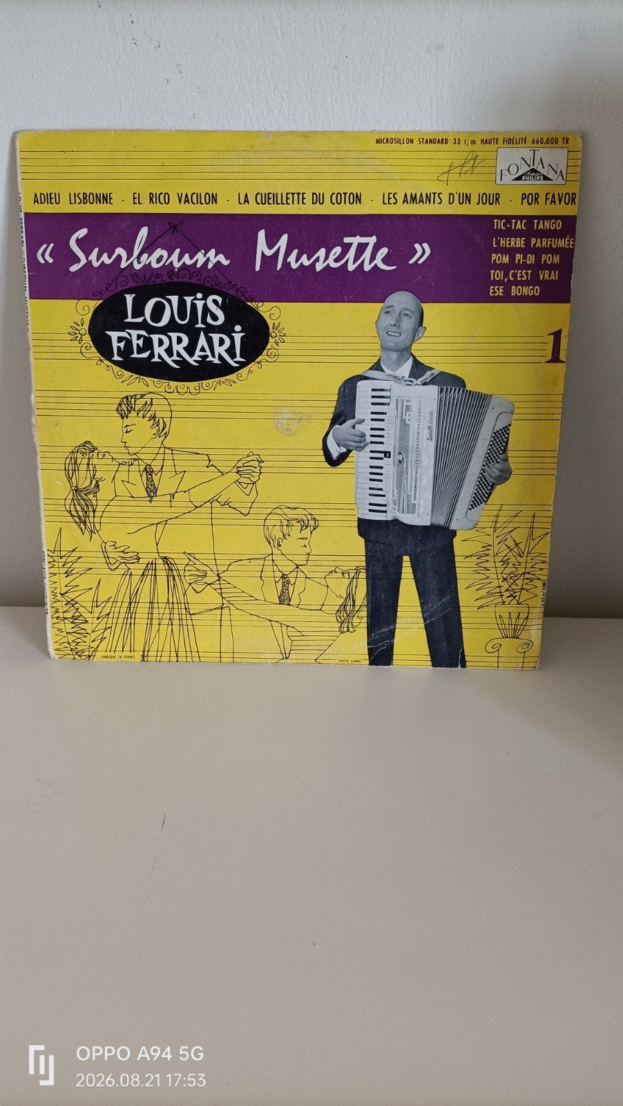 Louis Ferrari - "Surboum Musette" LP (1956), LP, Gebruikt, 10 inch, Overige genres