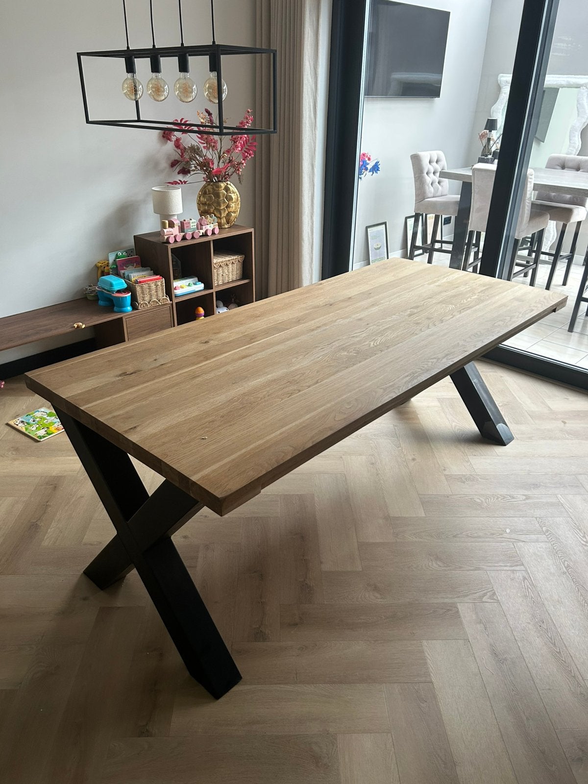 Eettafel eiken tafelblad, Ophalen, Gebruikt, Eikenhout, 50 tot 100 cm