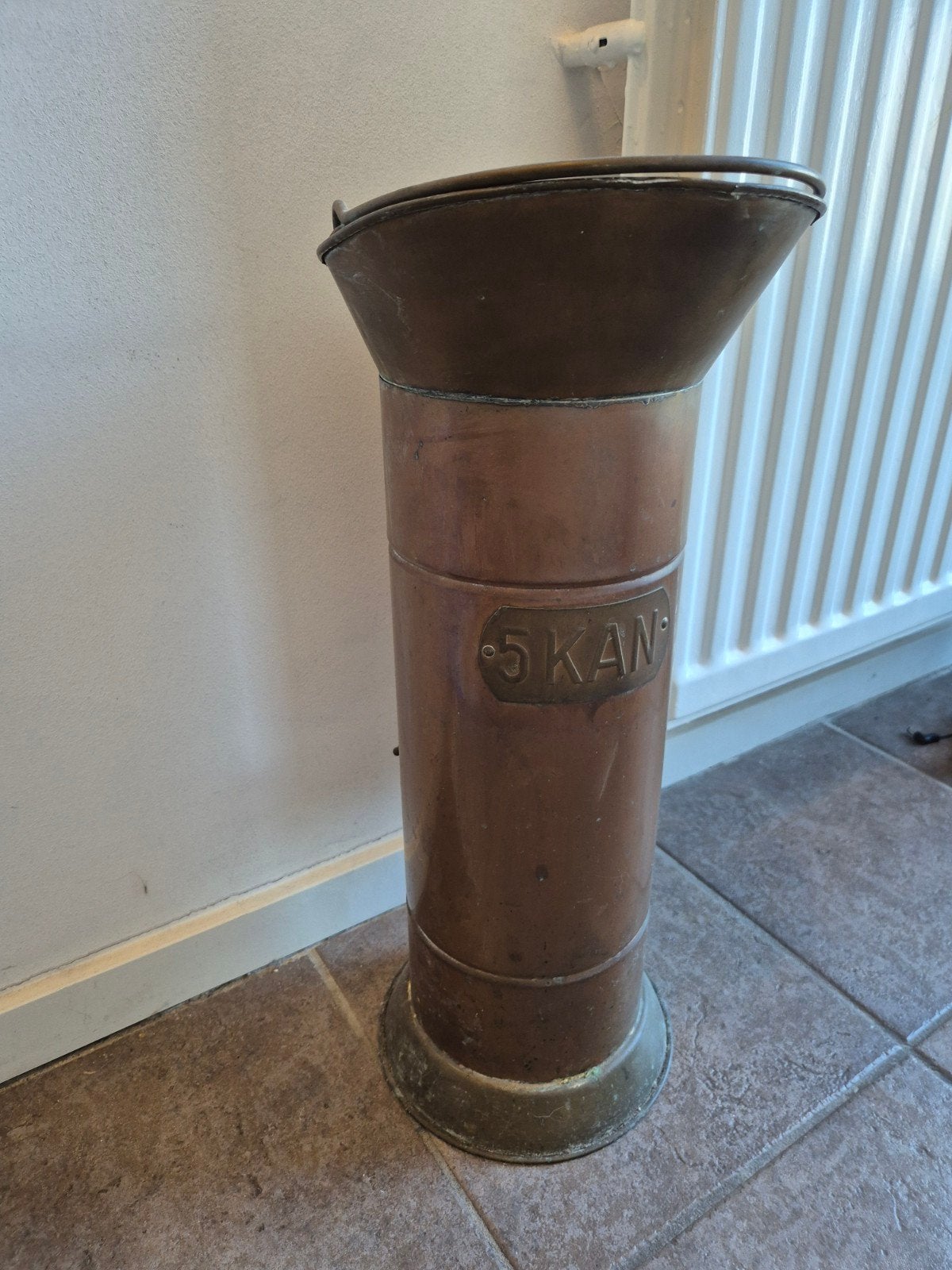 Antieke koperen paraplubak / kan met 5 liter aanduiding, Ophalen of Verzenden