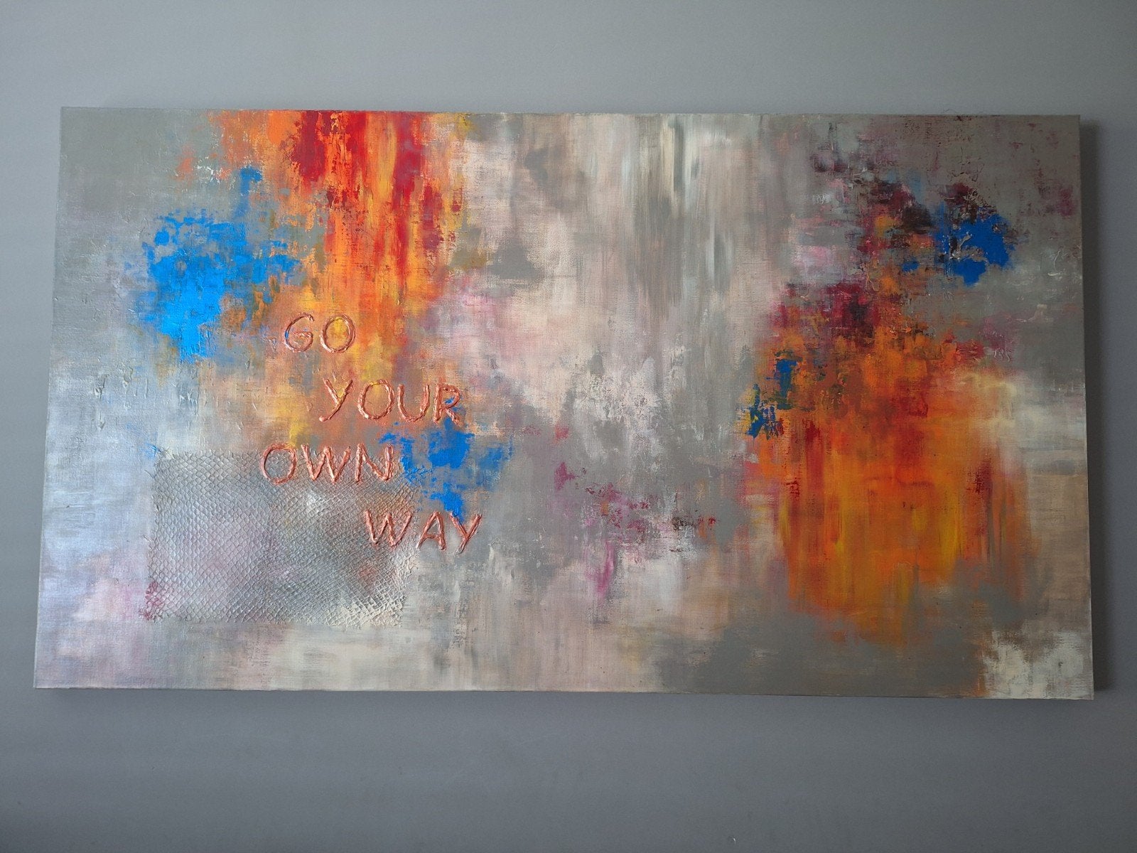 Groot abstract schilderij 'Go Your Own Way' 160x90 cm, Ophalen, Abstract, Acrylverf, Handgeschilderd