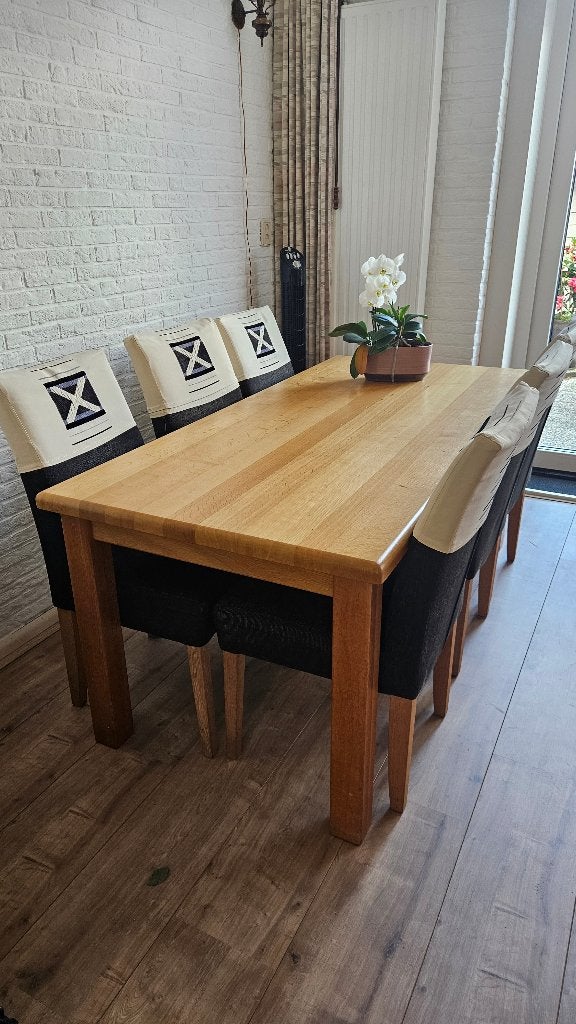 Eiken houten eettafel met 6 stoelen, Ophalen, Gebruikt
