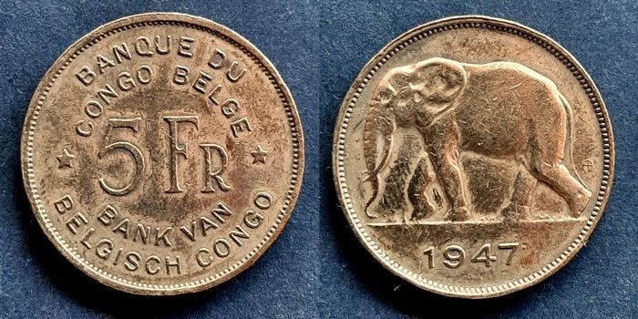 Belgisch Congo 5 Frank 1947, Verzenden, Overige landen