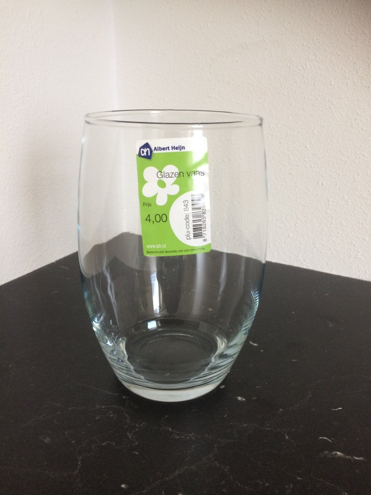 Nieuwe glazen vaas ,hoogte 21 cm, Ophalen, Nieuw, Overige typen