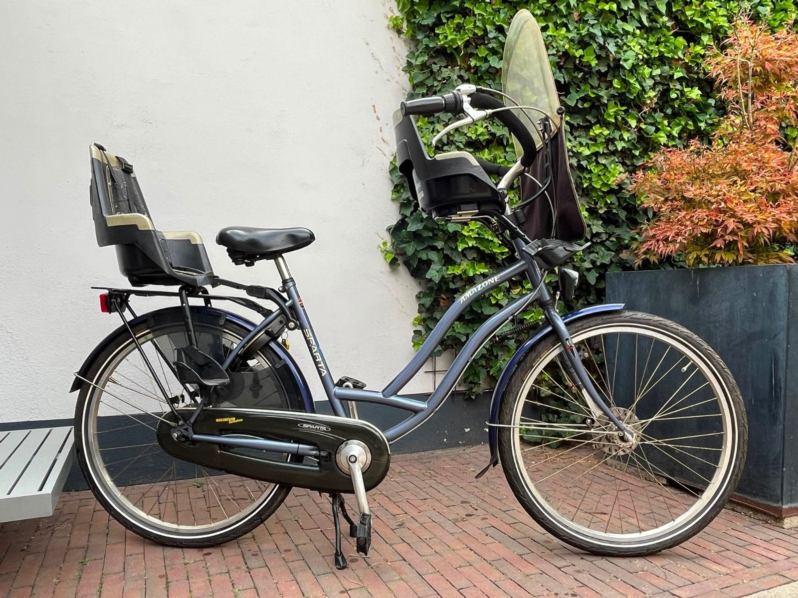 Sparta Amazone moederfiets met kinderzitjes, Fietsen en Brommers, Fietsen | Dames | Moederfietsen, Gebruikt, Sparta, 50 tot 53 cm