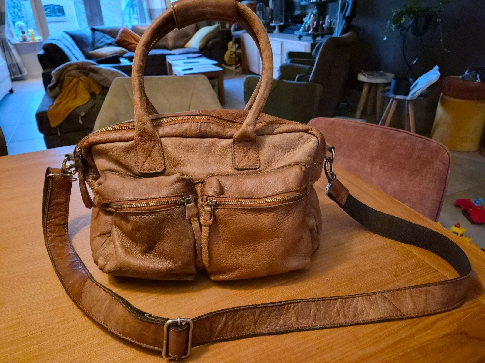 burkely lederen tas, Ophalen of Verzenden, Gebruikt, Bruin, Handtas