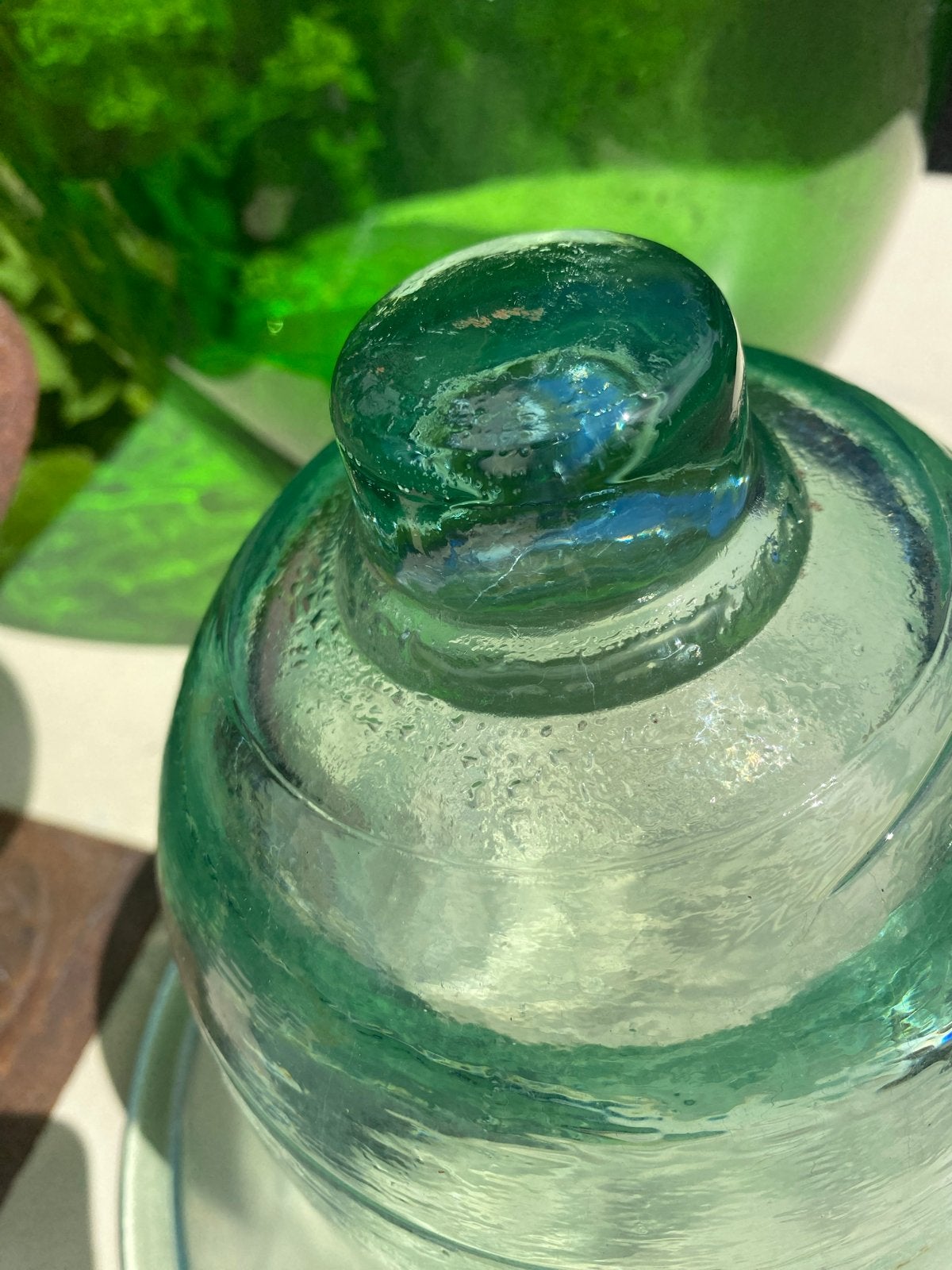 Grote glazen cloche, groen opschijnend, ca. 27x30 cm, Ophalen of Verzenden