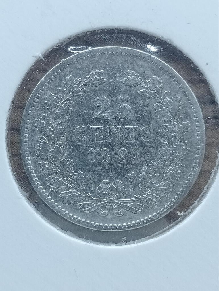 ZF - 25 Cent 1897 Wilhelmina, Zilver, 25 cent, Ophalen of Verzenden, Koningin Wilhelmina