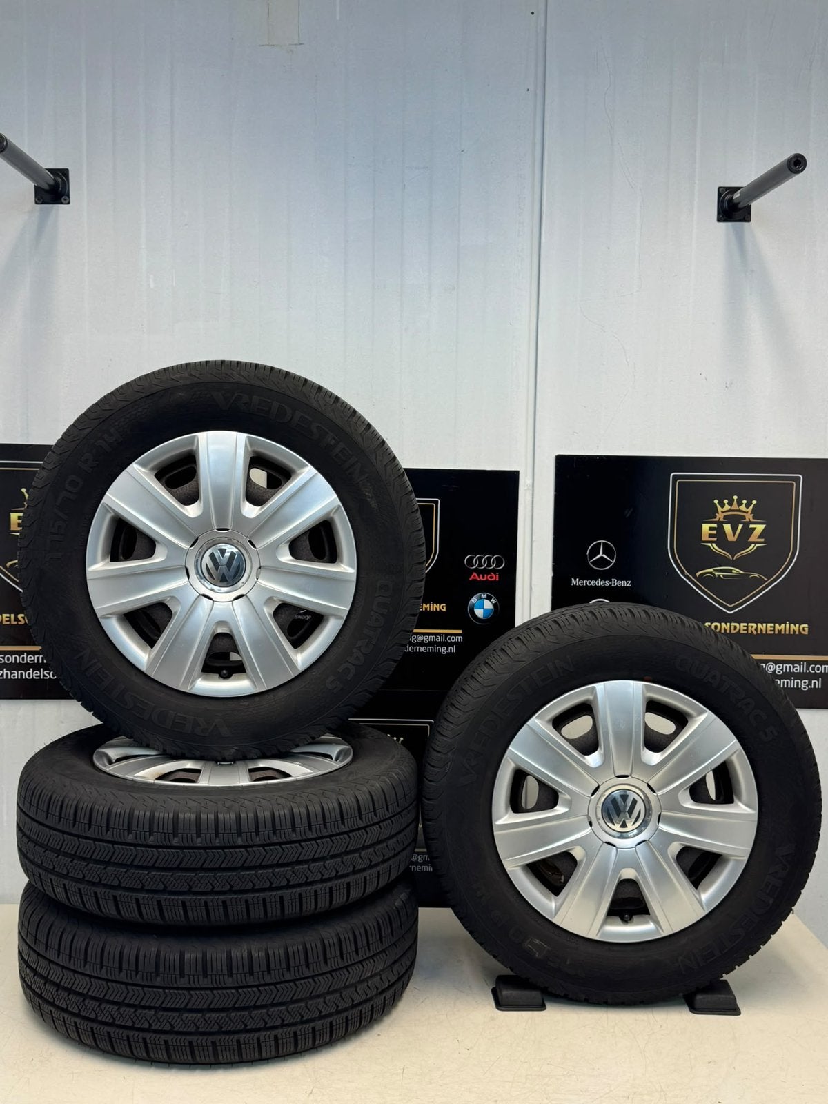 Org. 175/70R14 stalen velgen set met All-Seasons VW Polo 6R, 14 inch, Gebruikt, 175 mm, Banden en Velgen