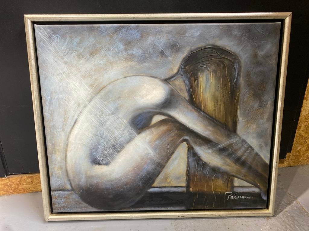 Schilderij 'Pasman' - Zittende Vrouw, Antiek en Kunst, Kunst | Schilderijen | Modern, Ophalen of Verzenden