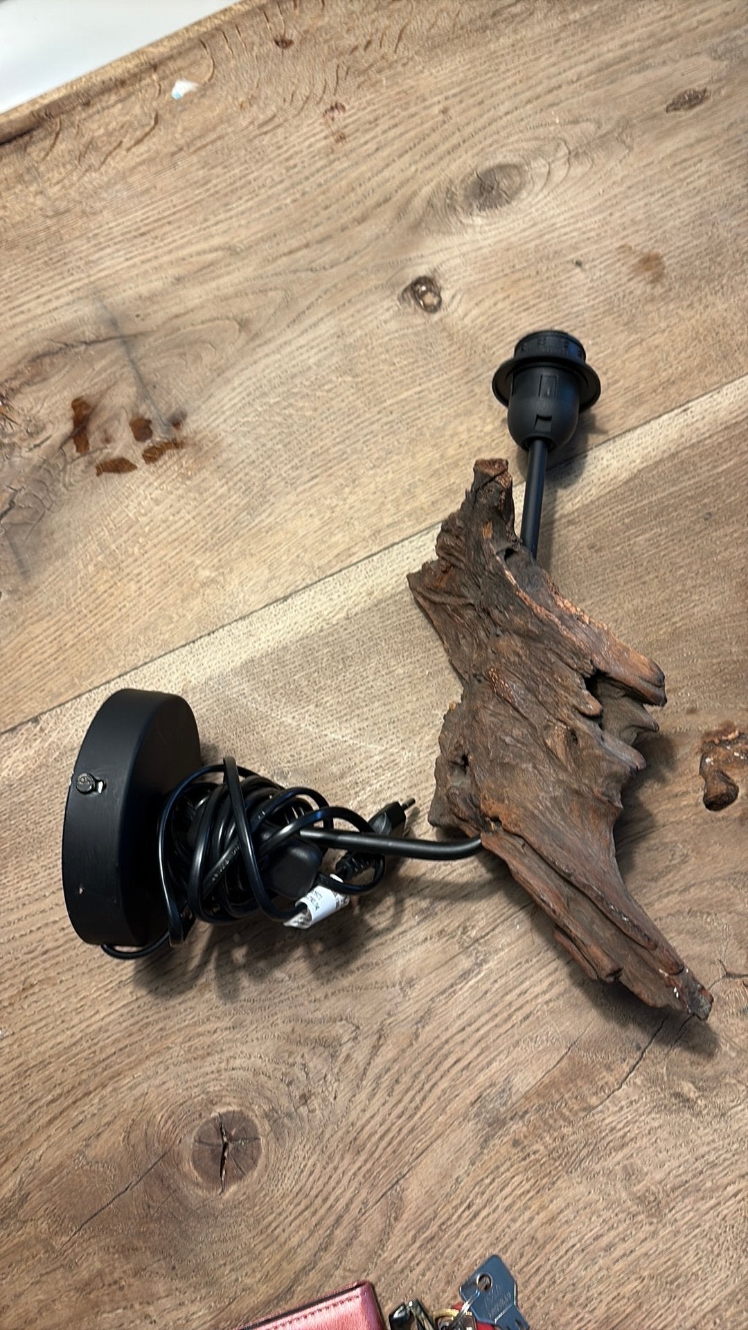 Wandlamp zwart met hout, Ophalen of Verzenden, Zo goed als nieuw, Hout